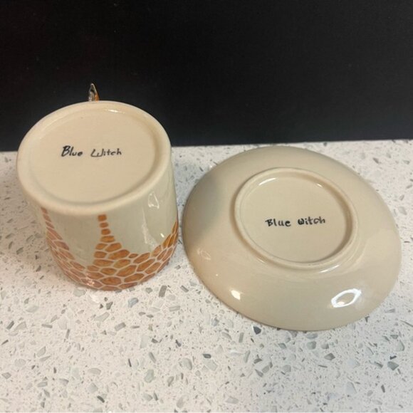 BLUE WITCH 3D Giraffe Head/Neck Handle Animal Print Espresso Cup and Saucer Set - Picture 3 of 15